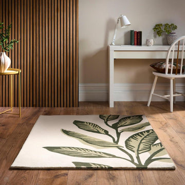 Paradise Leaf Ivory/Olive/Sage/Dark Forest Green Rug-Origins-Rug Love - The Most Loved Rug Store